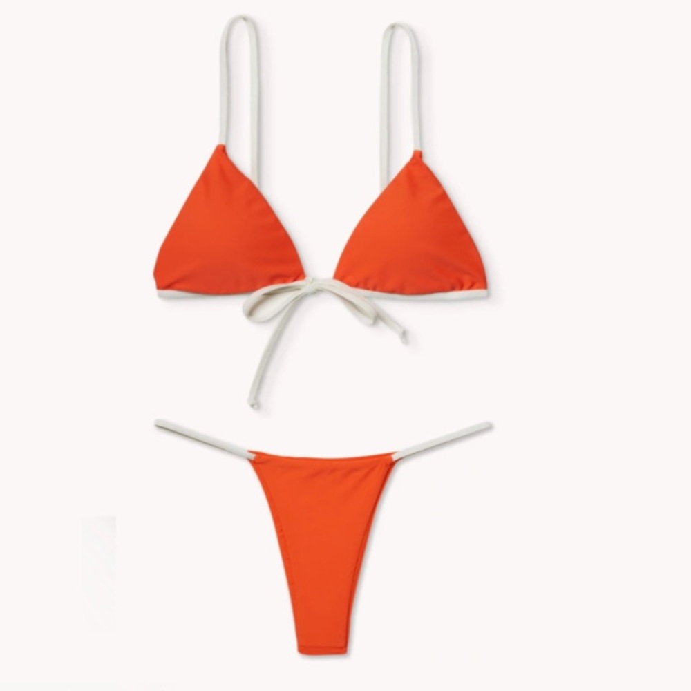San Lorenzo style Bikini Orange and White (M) | Ookioh